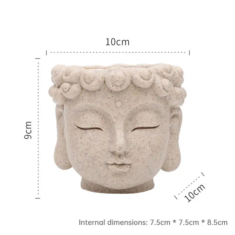 Buddha Head Flower Pot, Small Resin Succulent Planter, Garden Pot Home Office Desk Decoration eprolo