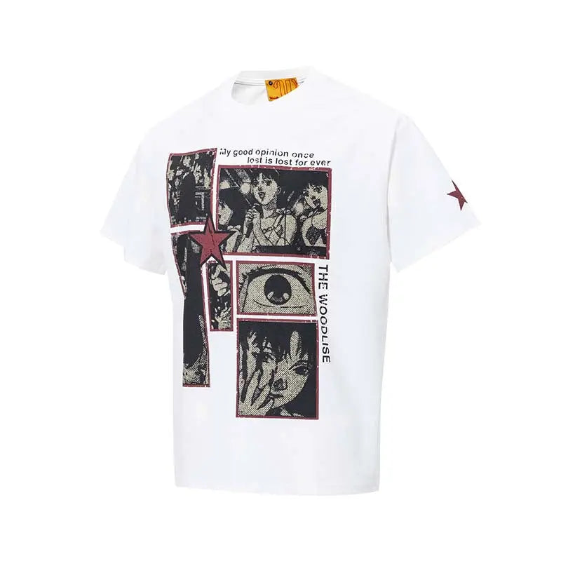 Character print round neck short sleeved t-shirt eprolo