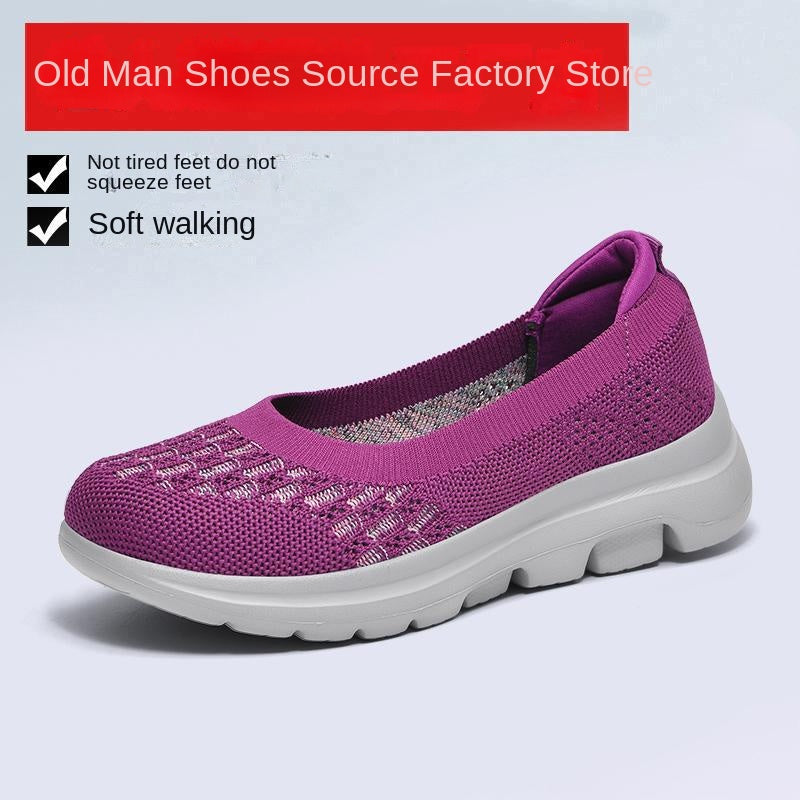 Ankle Socks Flat Knit Shoes Women Casual Solid Color Outdoor Travel Mom Breathable Shoes eprolo