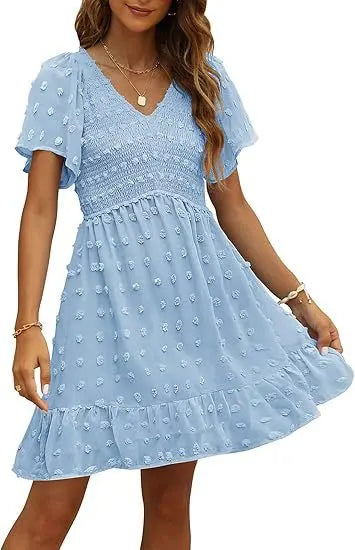 Chic V-Neck Chiffon DressSummer Fashion, Elegant Long Dress eprolo