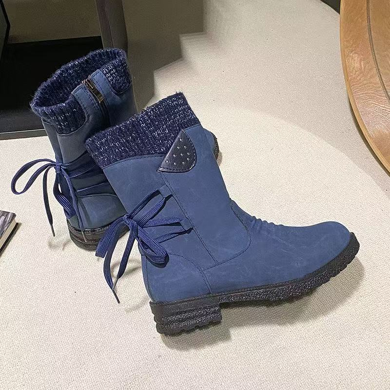 Medium size flat bottomed Martin boots with square heel and back strap thin leather boots eprolo