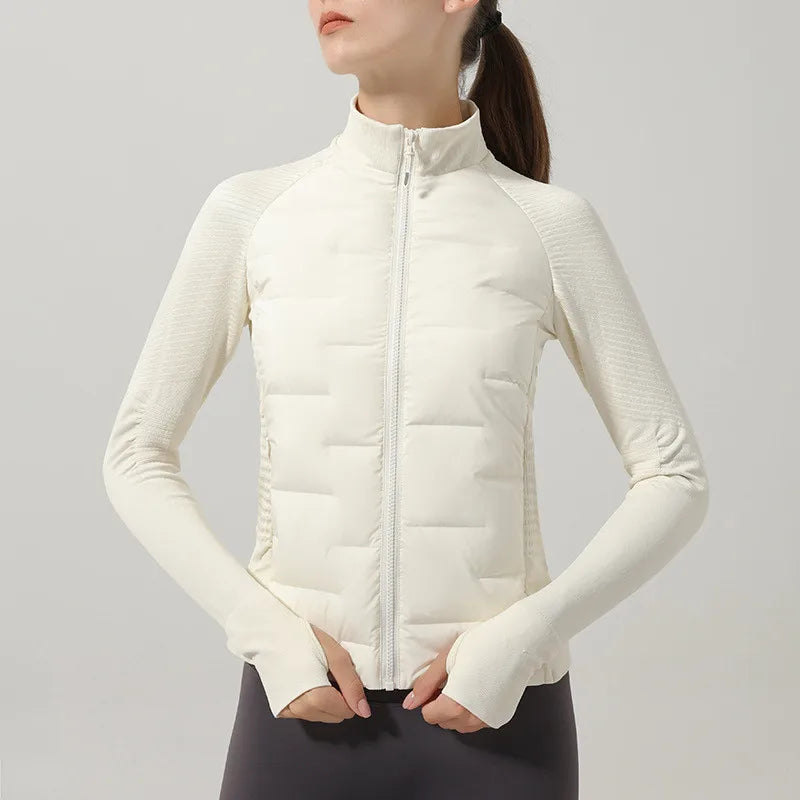 Autumn Winter Sport Seamless Splicing Down Jacket Women Thin Down Jacket For Women Ultralight Puffer Jacket Running Jacket eprolo