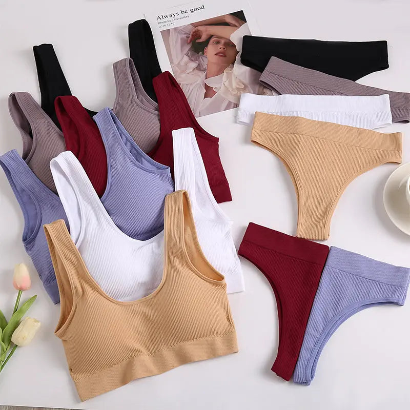 Seamless Women Underwear Set Tops Set Panties Women Wireless Lingerie Suit Padded Bras Backless Ling My Store