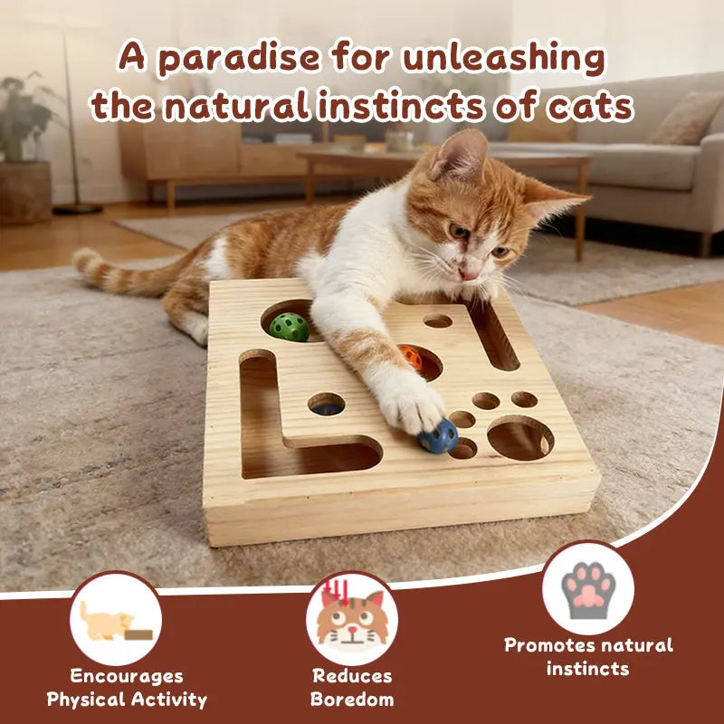 Durable Cat Nail Grinder with Bell Ball & Interactive Maze Tunnel - Enriching Toy and Scratching Activity for Active Kittens eprolo
