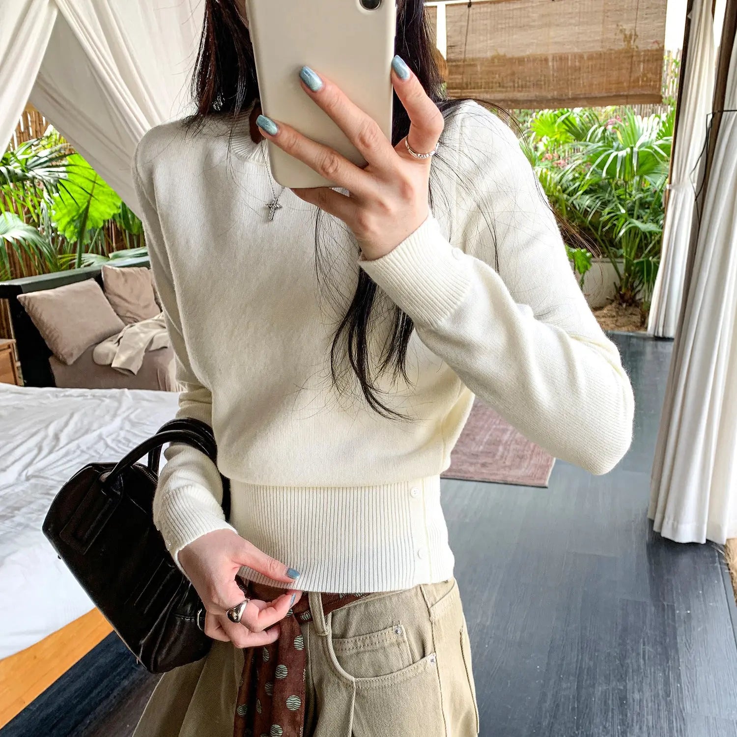 Soft Pink Round Neck Knit Top for Women, Fitted Slim Fit, Short Length Innerwear Sweater eprolo