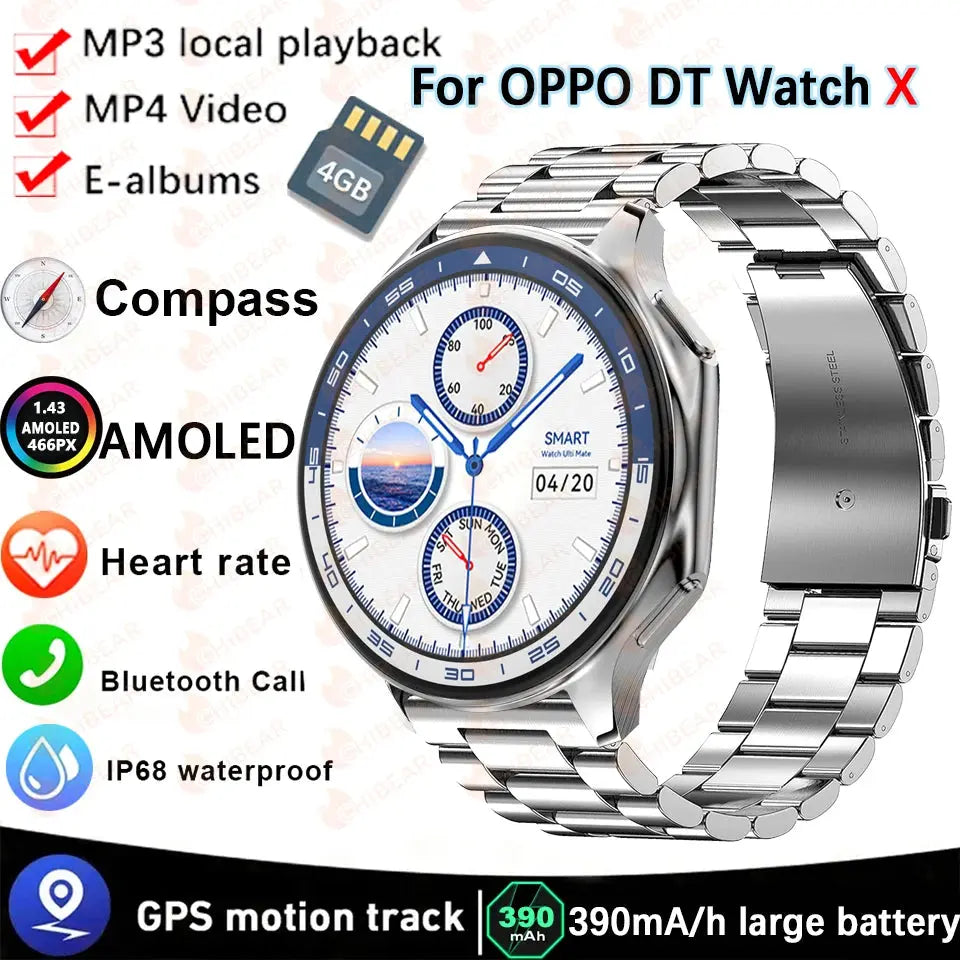 DT Watch X smartwatch with 4G large memory, local music and video playback, waterproof Bluetooth calling, smart phone eprolo