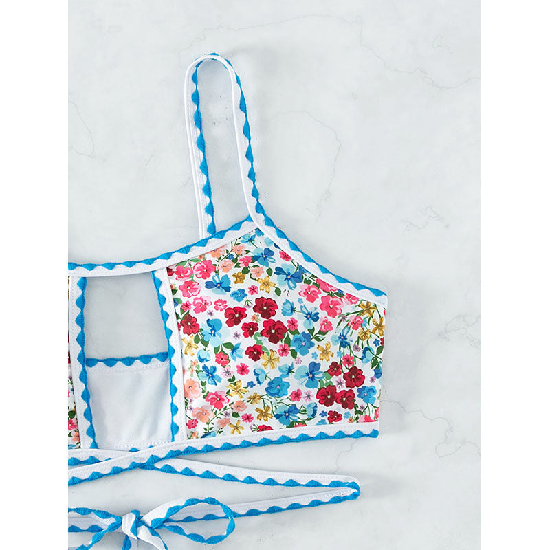 small floral print bikini with tie-back design eprolo