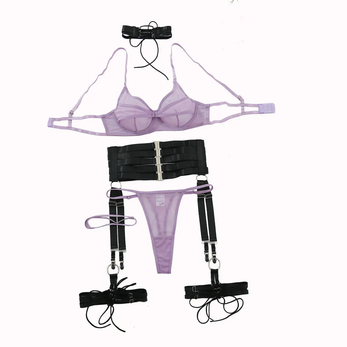 Sexy Underwear Set with Purple Splicing and Sexy Charm Underwear and Underwear Five Piece Set eprolo