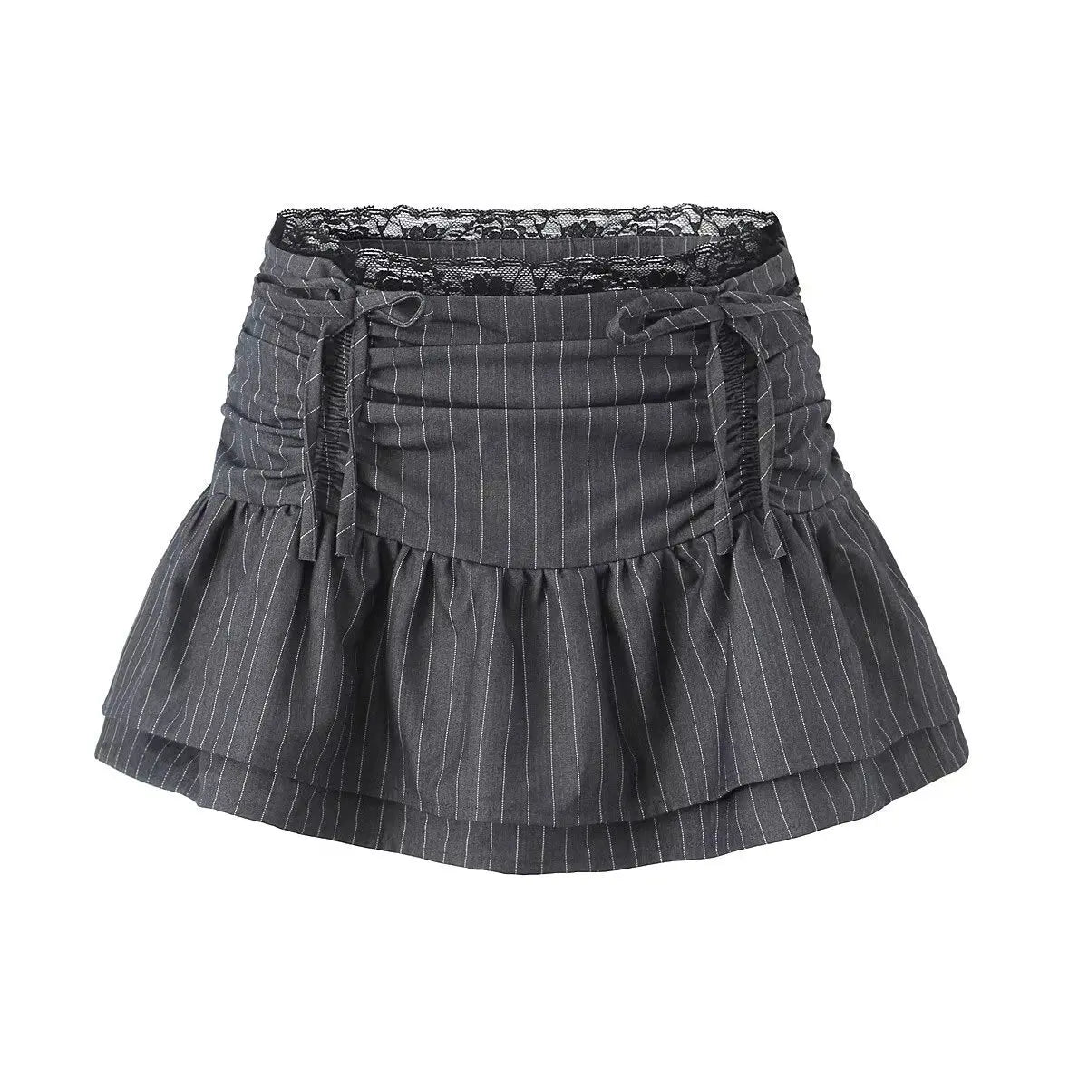 Style Stripe Elastic Waist Drawstring Slim Fit Skirt eprolo