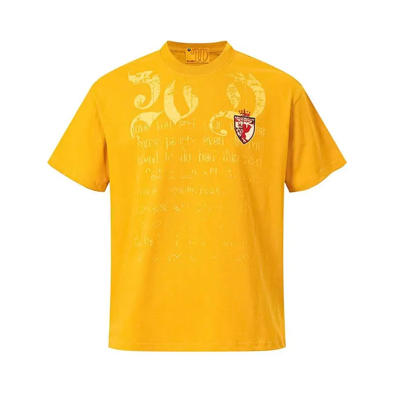 Mottled letter badge printed short sleeved shirt eprolo