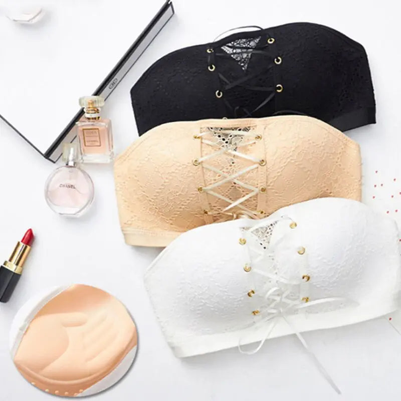Sexy Women Underwear Lingerie Strapless Bra for Wedding Dress Push Up Lace Invisible Bra Backless Brassiere eprolo