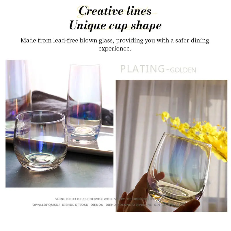 Dry Rainbow Tumbler, Detmold Style Drinkware Glass, Handmade CRT Straight-Edge Portable Crystal Cup eprolo