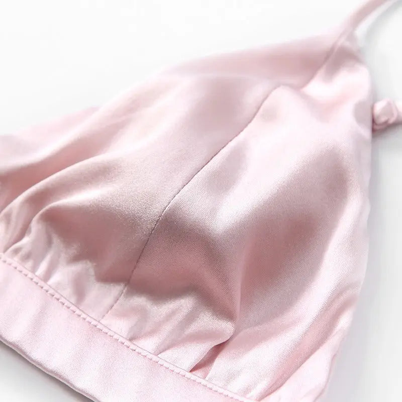 Steel Ring Elastic Bra Summer Sexy Beauty Back Bra Mulberry Silk Scarless Triangle Cup Underwear for Women eprolo