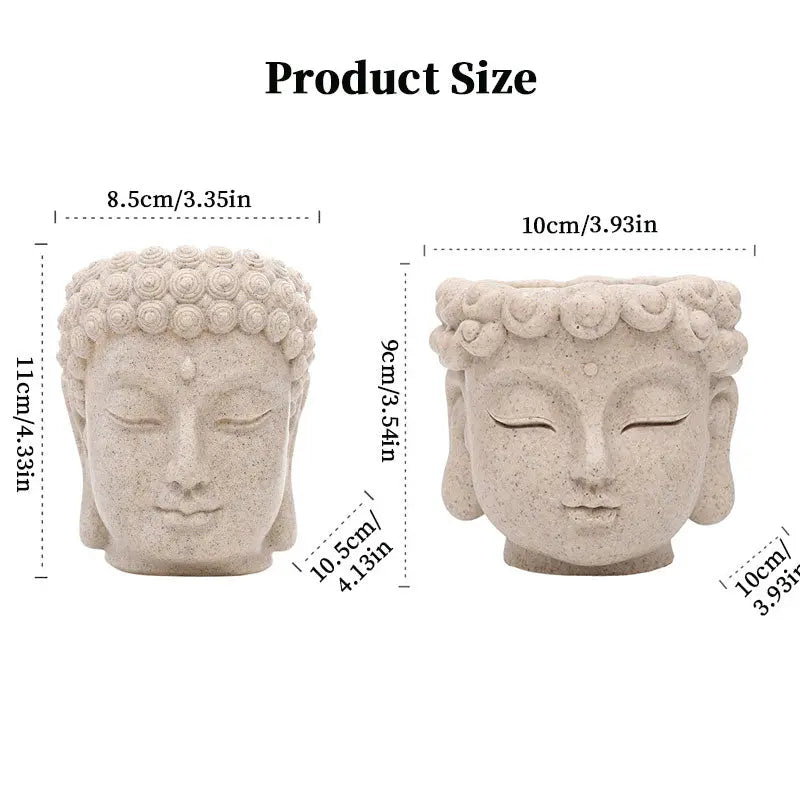 Buddha Head Flower Pot, Small Resin Succulent Planter, Garden Pot Home Office Desk Decoration eprolo