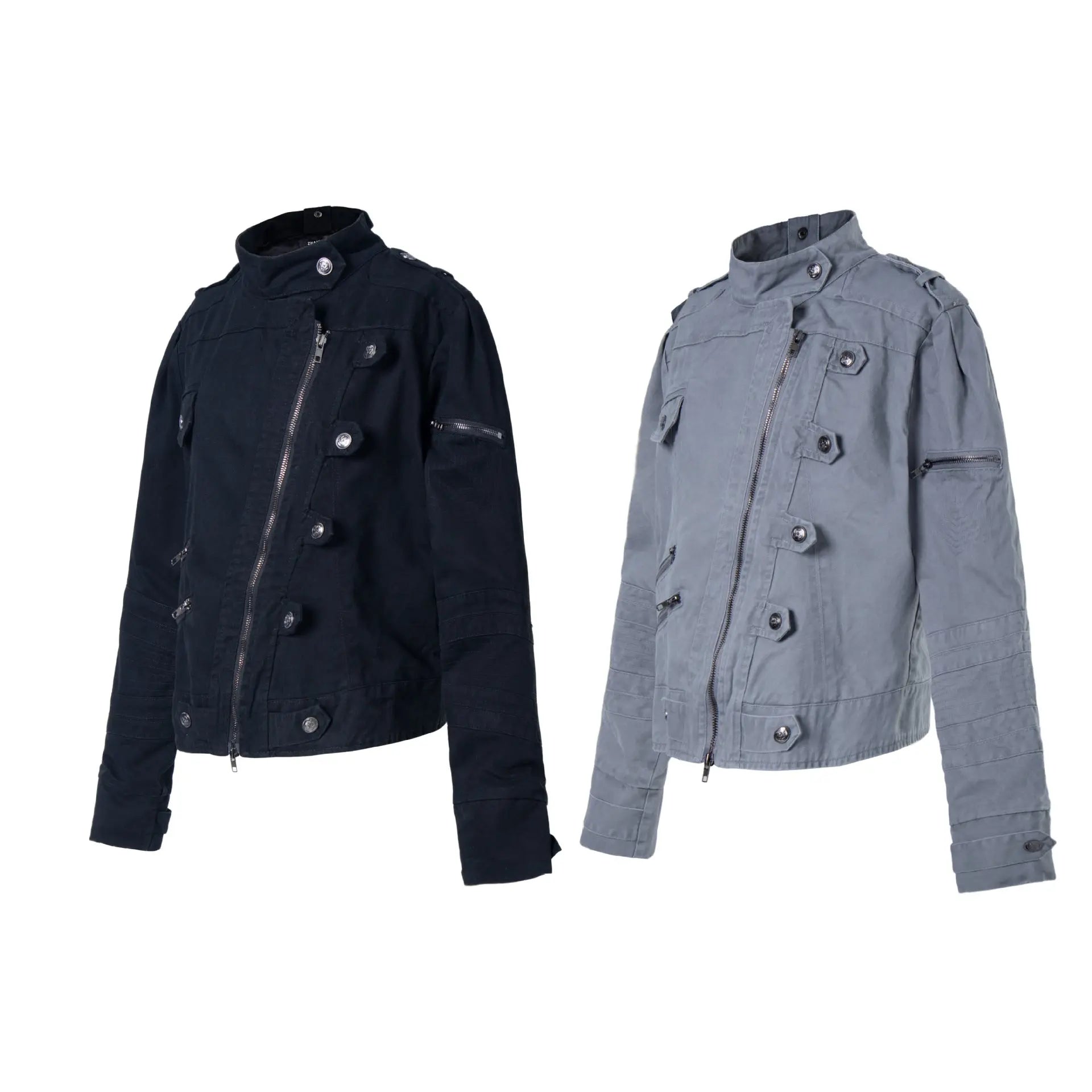 Wash and make old rivet stand collar jacket for women eprolo