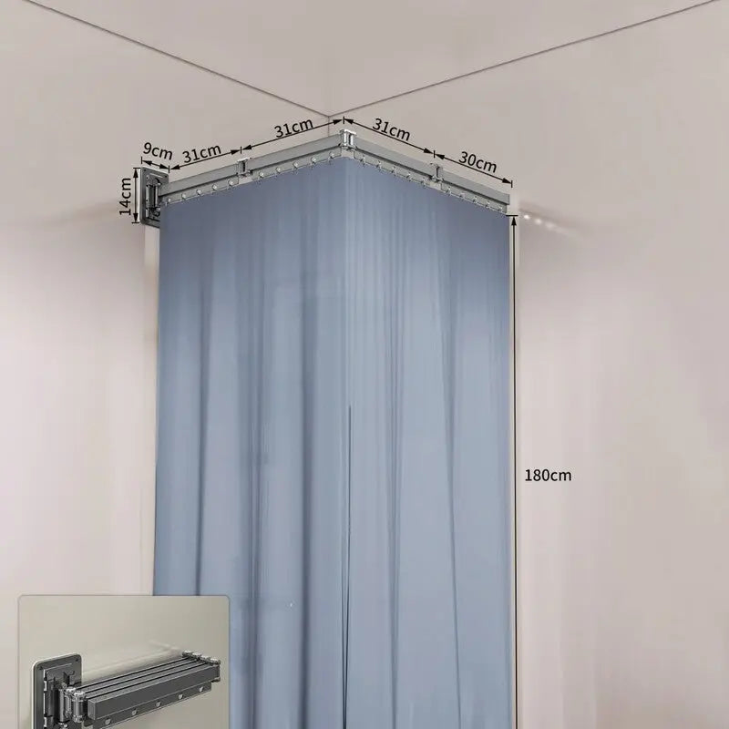 Foldable Shower Curtain Set, Invisible Waterproof Polyester Shower Divider, Retractable for Wet & Dry Zone Separation. eprolo