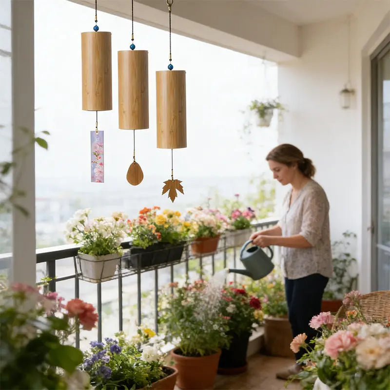 Bamboo Wind Chime, Zen Home Decor with 8 Tones, Handcrafted Bells for Outdoor Garden, Patio, and Porch eprolo