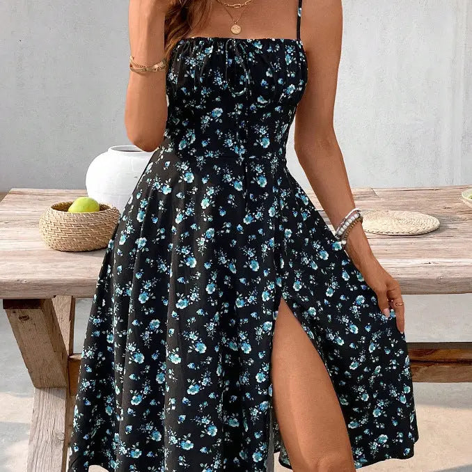 Floral printed slit dress eprolo