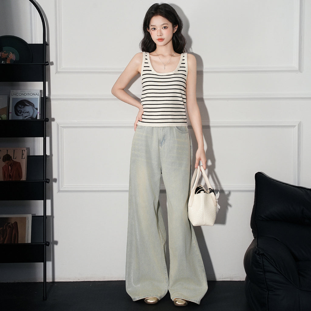 Color-block Knit Camisole Top for Women, Short Sleeveless Slim Fit Summer Inner Wear eprolo