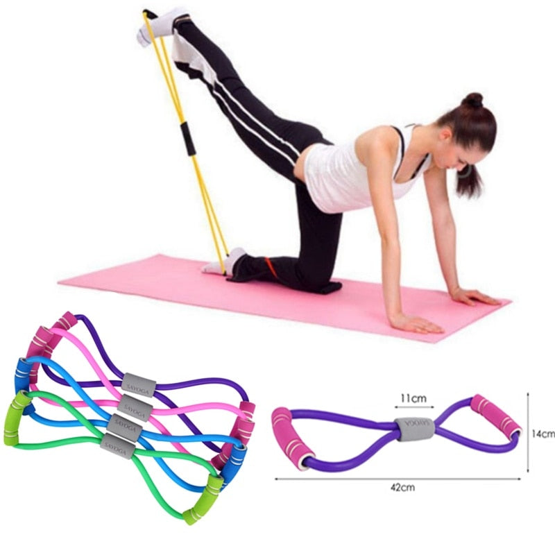 Yoga Gum Fitness Resistance 8 Word Chest Expander Rope Workout Muscle Fitness Rubber Elastic Bands for Sports Exercise eprolo