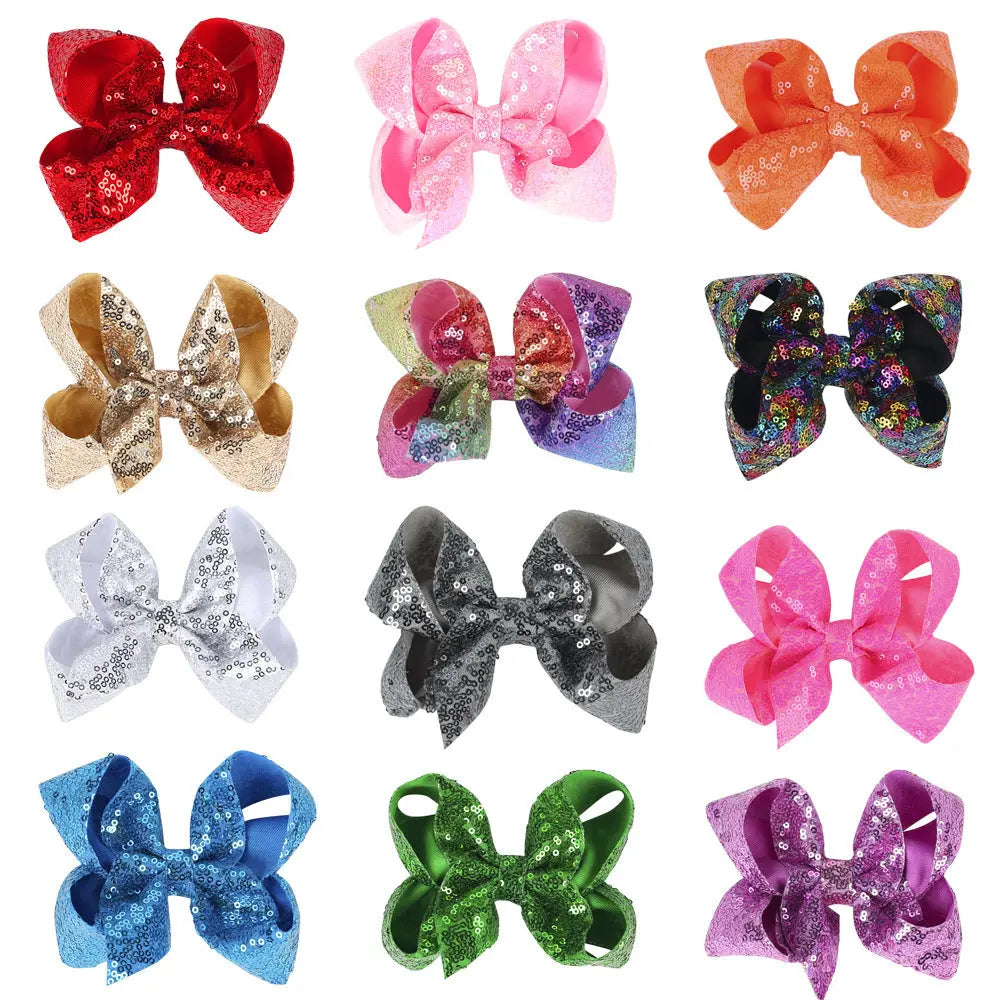 Children's Rhinestone Butterfly Hair Clip Solid Color Girl Sequin Hairpin 5 Inches eprolo