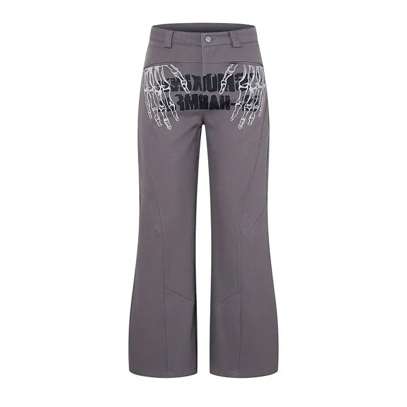 Graffiti Print Flared Casual Pants  Loose Fit Straight Leg Long Pants eprolo