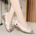 Fish Mouth Heeled Sandals for Women, Soft Leather and Comfortable Sole, Suitable for Middle-aged and Elderly Women, Summer Single Shoes eprolo