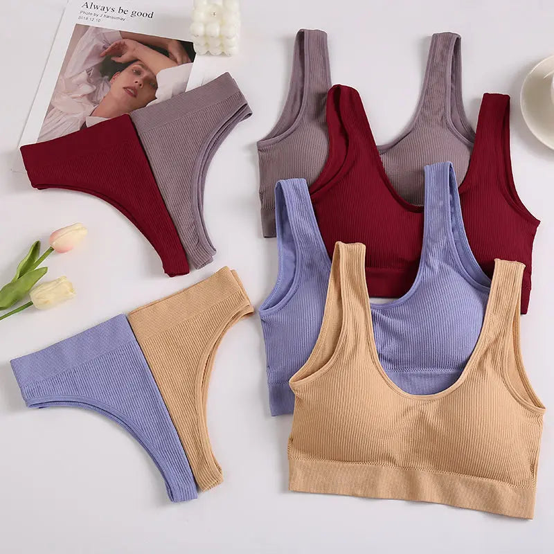 Seamless Women Underwear Set Tops Set Panties Women Wireless Lingerie Suit Padded Bras Backless Ling My Store