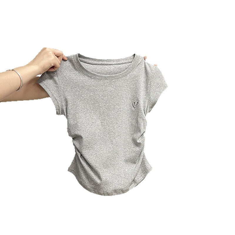 Round Neck Short Sleeve Inner Top Regular Shoulder Women's T-Shirt Fitted Upper Wear eprolo