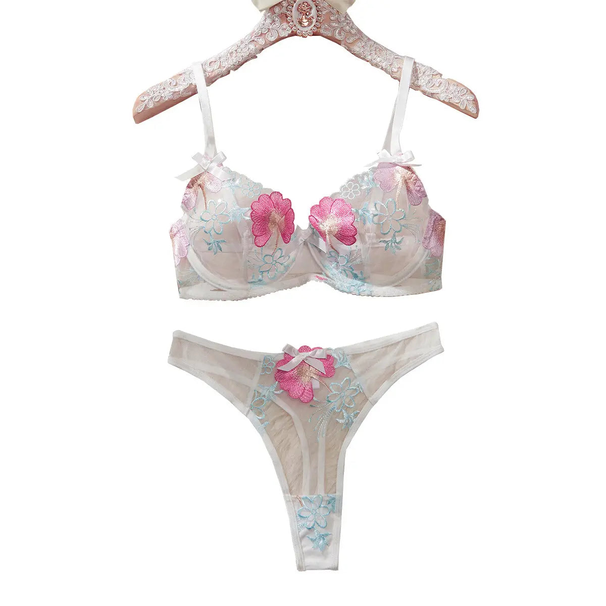 Sexy Perspective Bow Flower Embroidered Underwear for Women eprolo