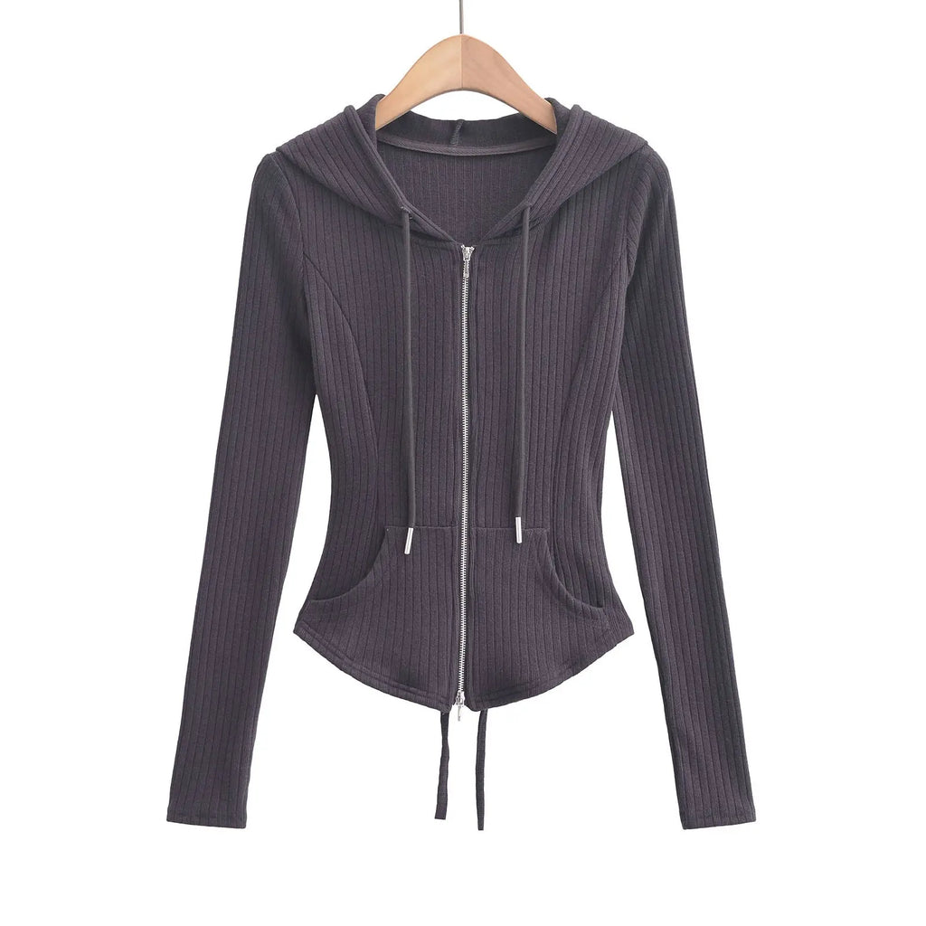 Waist slimming hooded cardigan top eprolo