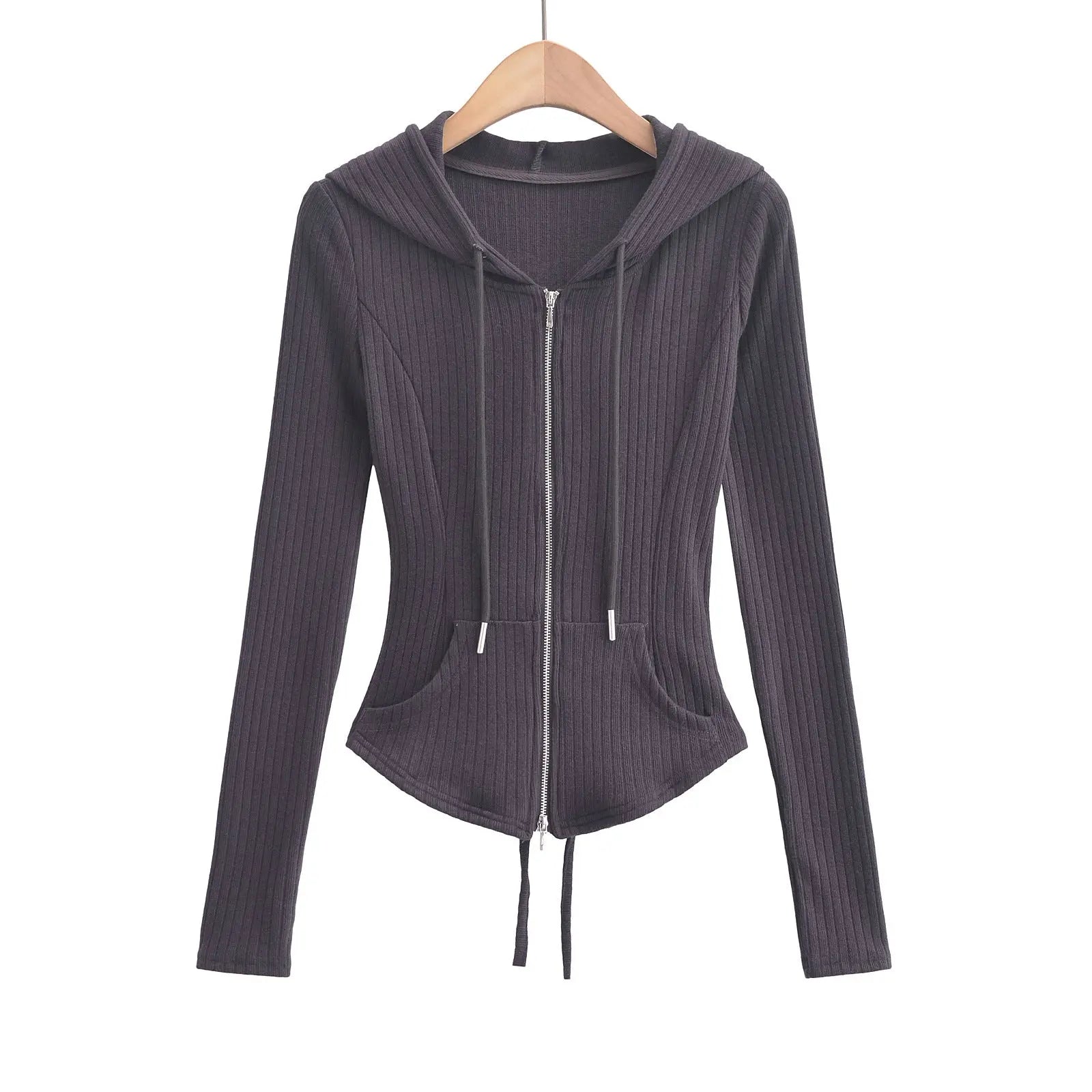 Waist slimming hooded cardigan top eprolo
