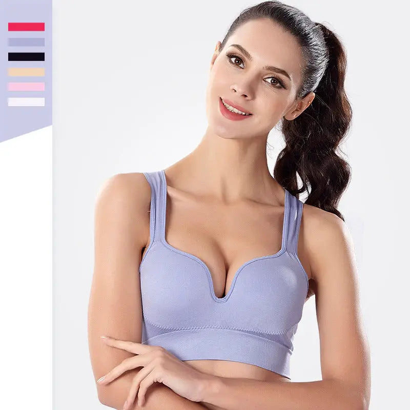 3D No Steel Ring Gathering Stand Up Sports Bra Womens Traceless Running Fitness Yoga Bra Sleep Large Bra Women eprolo