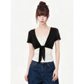 Short Sleeve T-Shirt for Women  Tie-Up Slim Fit Top eprolo