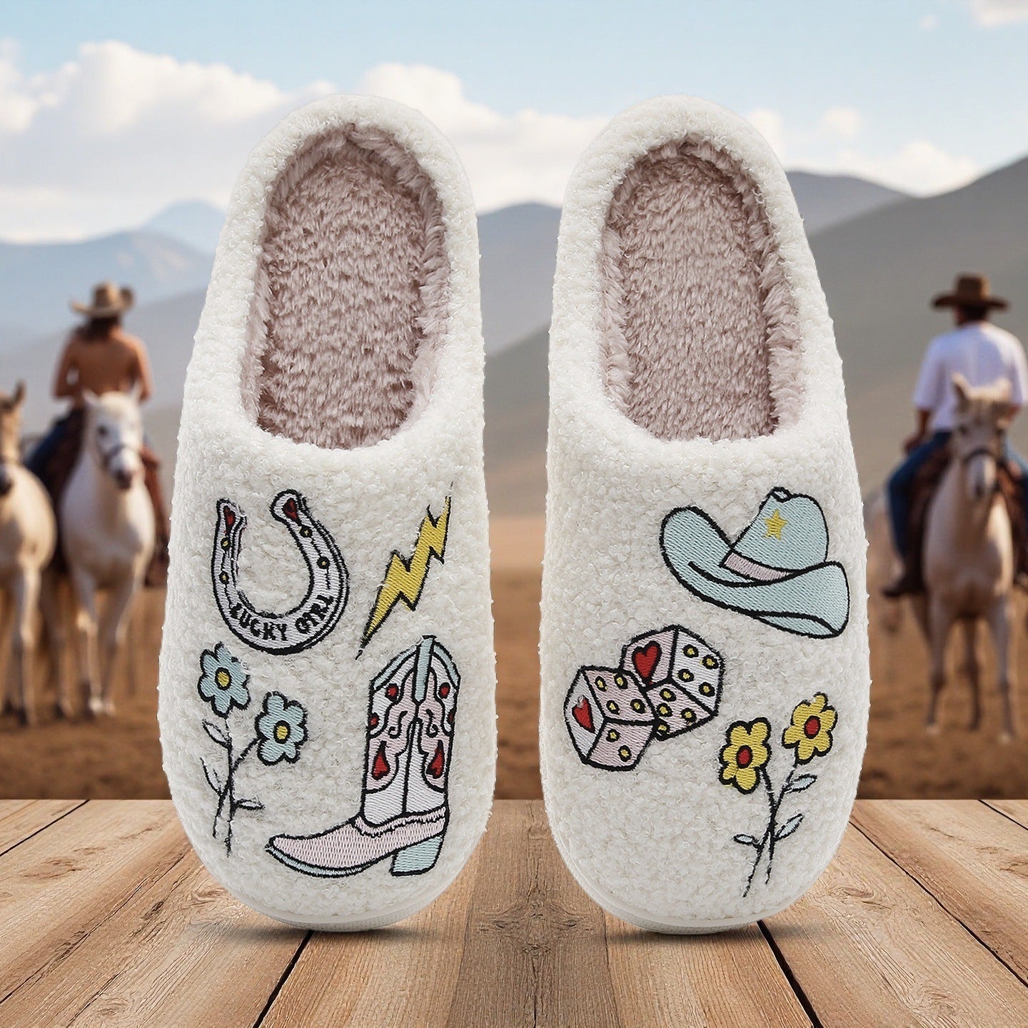 Western denim cotton slippers for women hairy slippers eprolo