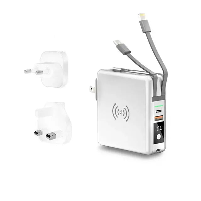 Power Bank 10000mAh With AC Plug 15W Fast Wireless Charging Powerbank USB Type C Mobile Phone Wall Charger for iPhone 14 Xiaomi eprolo