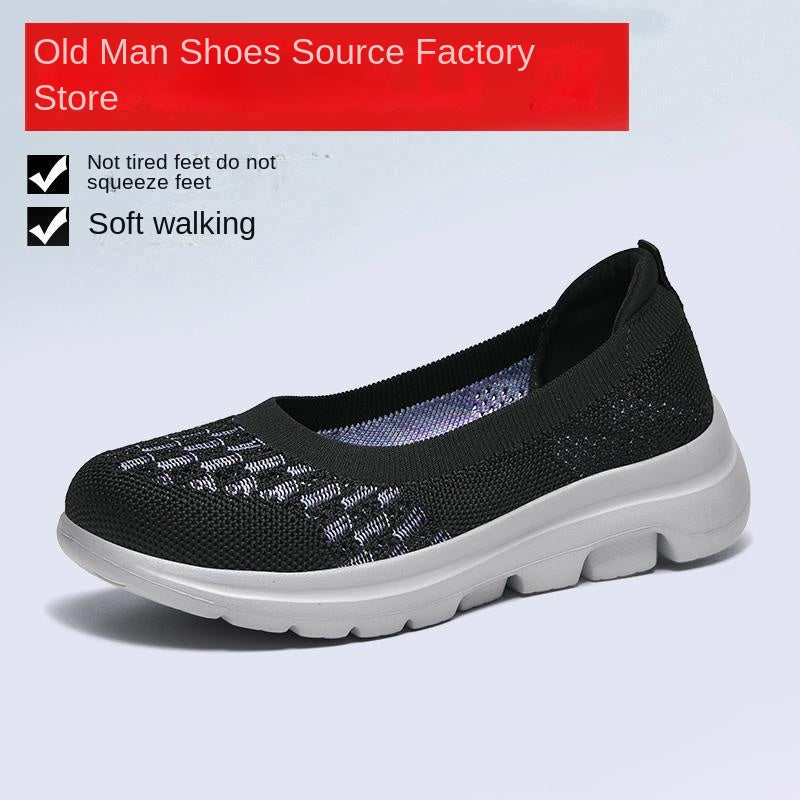 Ankle Socks Flat Knit Shoes Women Casual Solid Color Outdoor Travel Mom Breathable Shoes eprolo