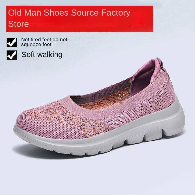 Ankle Socks Flat Knit Shoes Women Casual Solid Color Outdoor Travel Mom Breathable Shoes eprolo