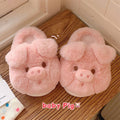 Winter Warm Soft Thick-Sole Furry Slippers for Women, Cute Pink Pig Cotton House Slippers eprolo