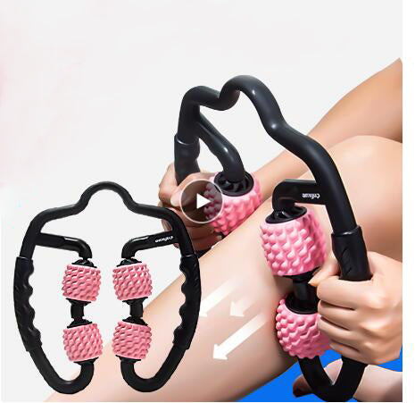 U Shape Trigger Point Massage Roller for Arm Leg Neck Muscle Tissue for Fitness Gym Yoga Pilates Sports 4 Wheel eprolo