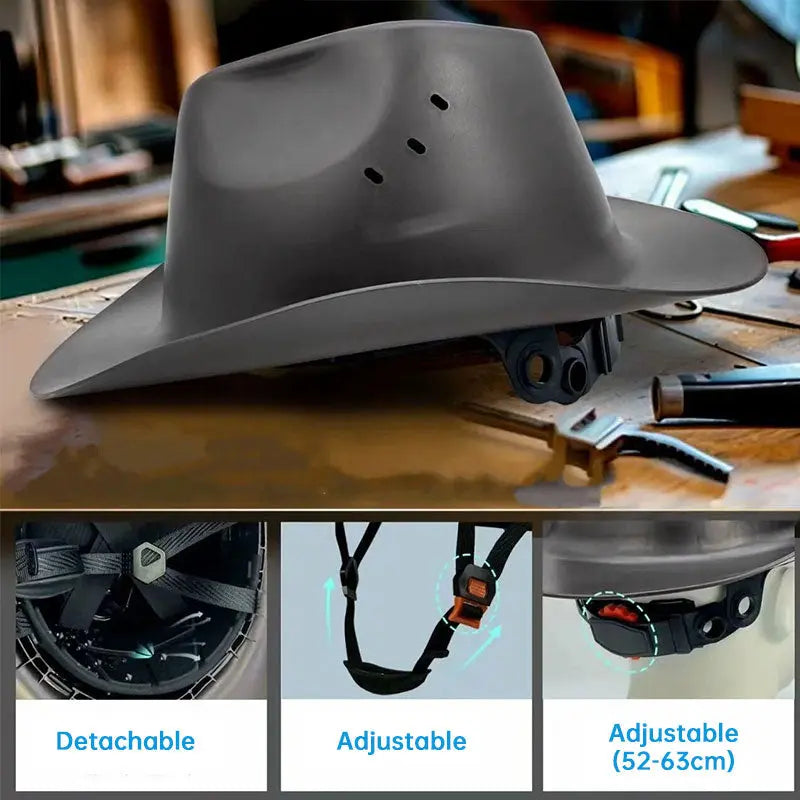 Full-Brim Cowboy Hard Hat with Goggles, ANSI-Certified Safety Helmet for Outdoor. eprolo
