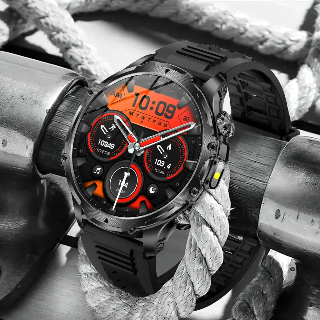 AK75 Smart Watch Flashlight  Men Outdoors Sports Fitness Tracker 700mah Large Battery BT Calling LED Light Smartwatch eprolo