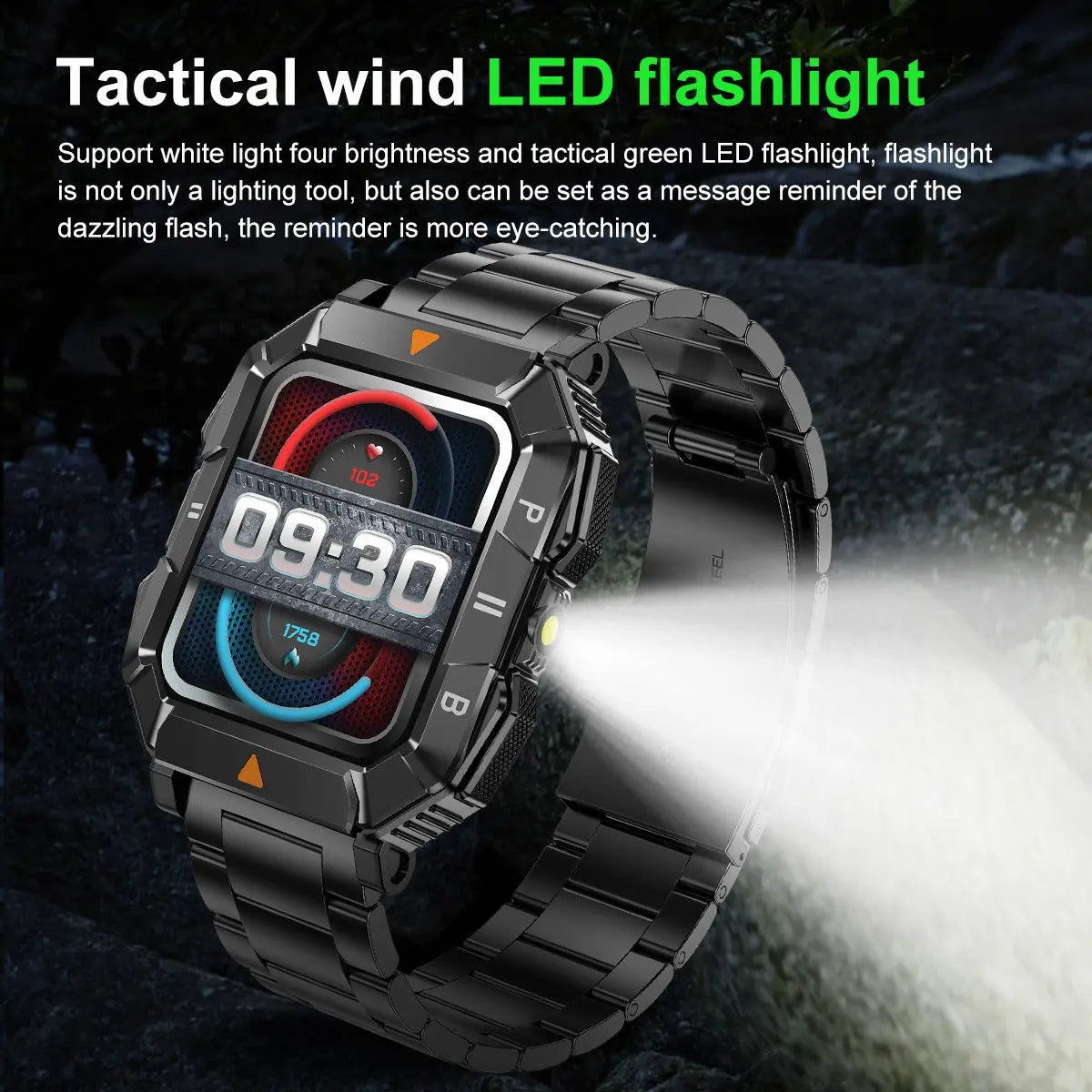 YK03 smartwatch Bluetooth call flashlight sports waterproof heart rate blood oxygen health monitoring eprolo