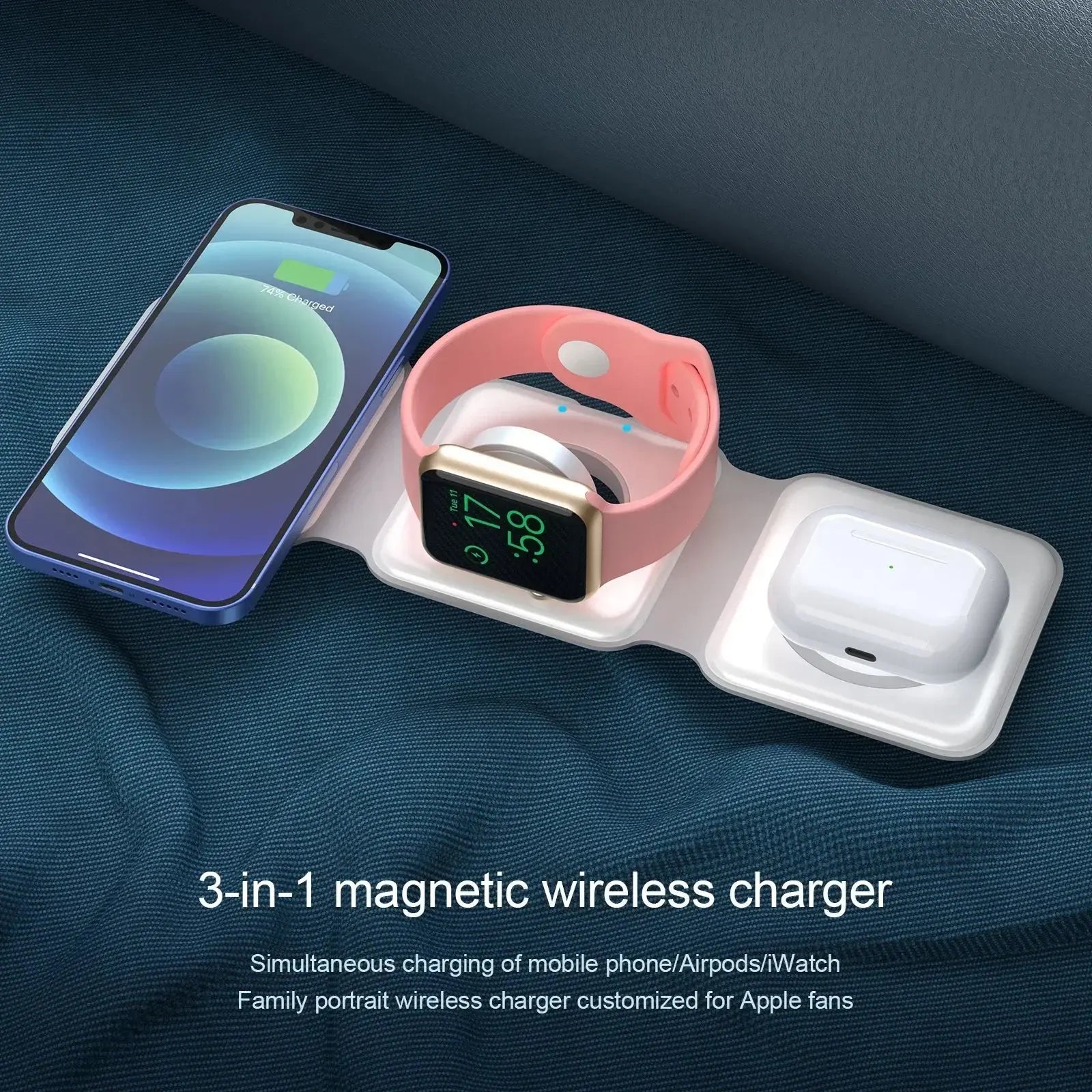 3-in-1 Magnetic Multi-function Charger Folding Wireless Charger for Xiaomi  Apple Phone Headset Watch Airpods Charger eprolo