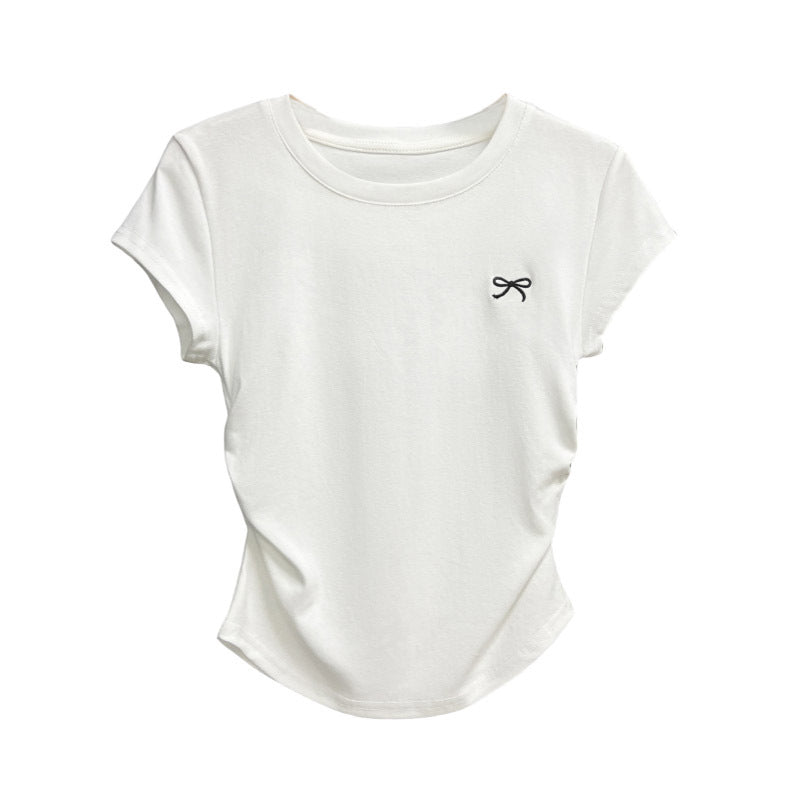 Round Neck Short Sleeve Inner Top Regular Shoulder Women's T-Shirt Fitted Upper Wear eprolo
