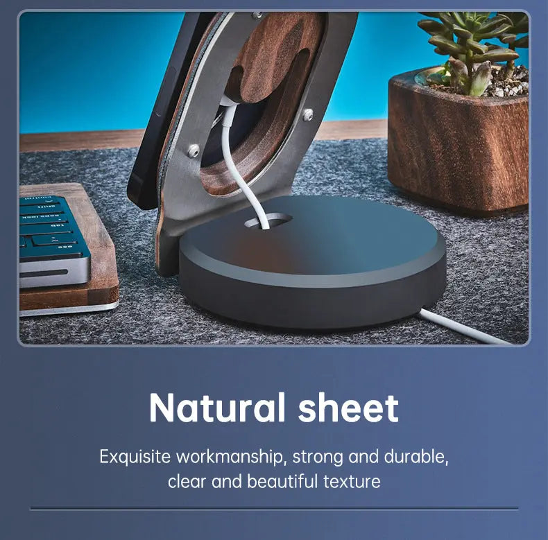Wooden Desk Shelf Accessories Walnut Wireless Magnetic Charger Wireless Charging Stand For Magsafe eprolo