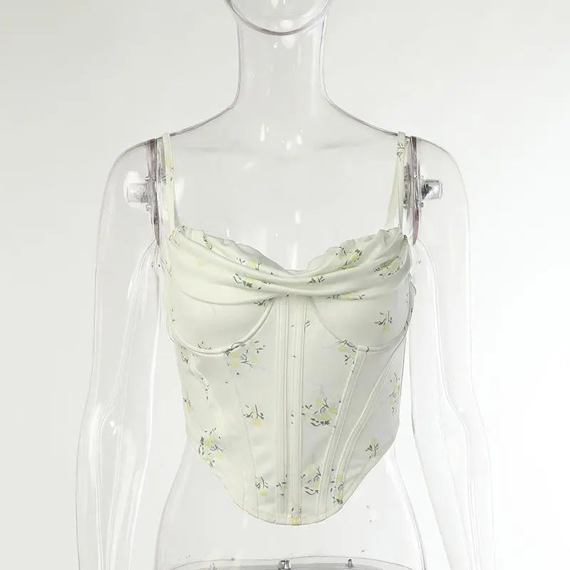 Strap top fishbone with floral bra for women eprolo