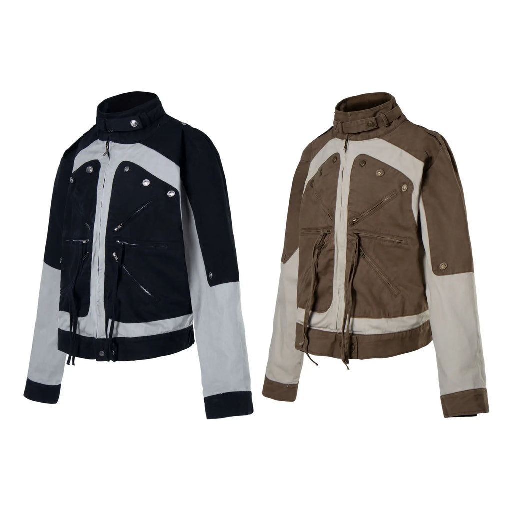 Color blocking patchwork workwear denim jacket eprolo