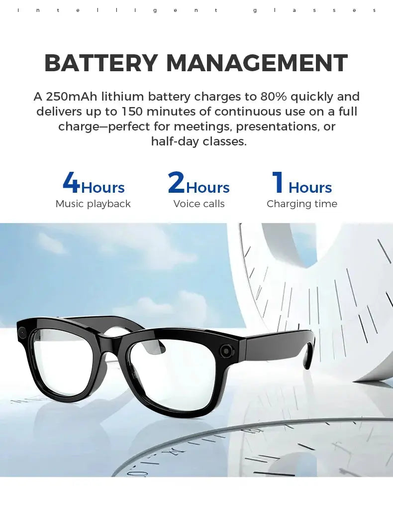 Bluetooth AI shooting glasses Bluetooth call voice assistant real-time translation 5-megapixel shooting stabilization eprolo