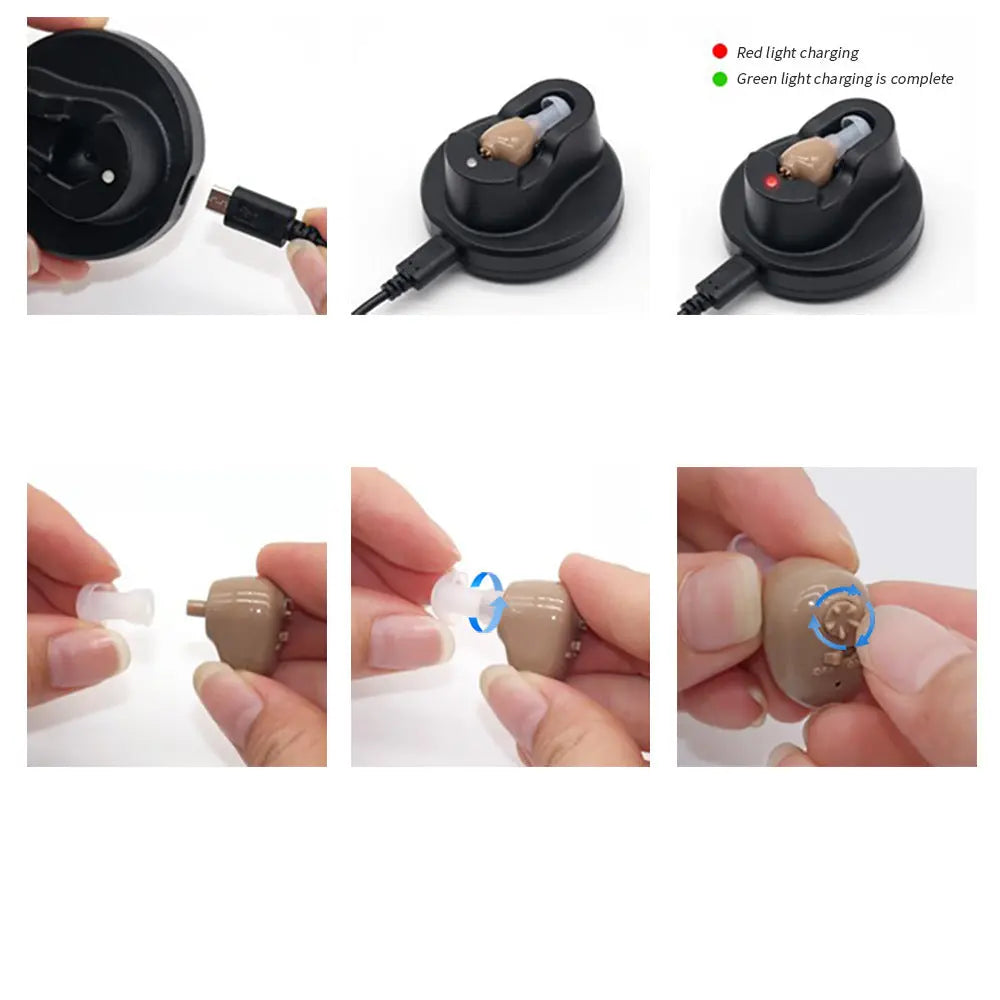 1pcs Sound Amplifier G-12 Hearing Aid Headphone Charging In-Ear USB Cradle Charging Hearing Aid eprolo